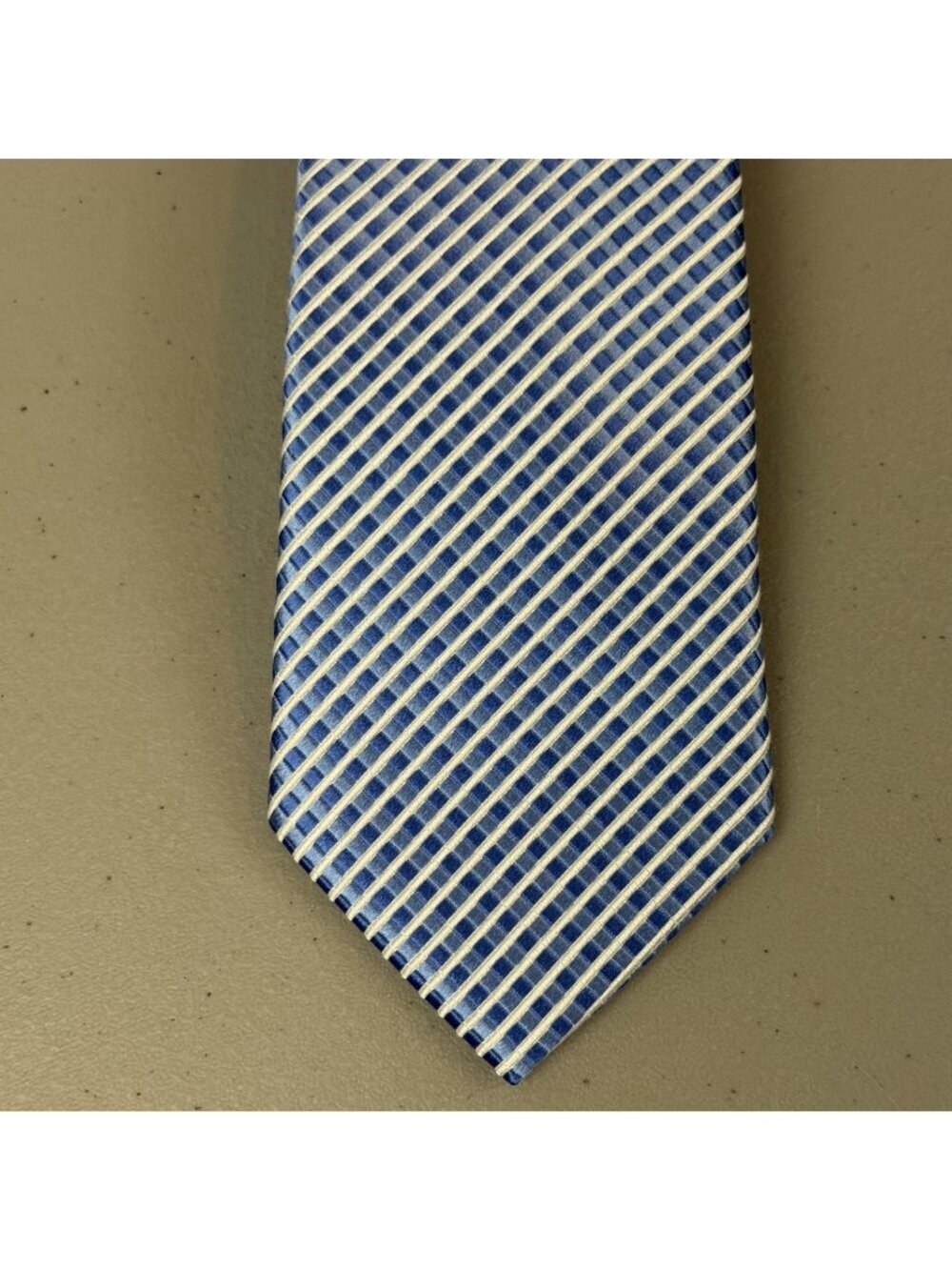 Donald J Trump Mens Necktie Light Blue & White Check Classic